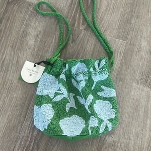 Kate Spade Green and White Crossbody Bag with Tropical Print